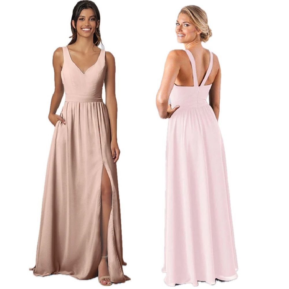 Kennedy Blue Riley Floor Length Maxi Bridesmaid Dress in Blush Pink Size 4